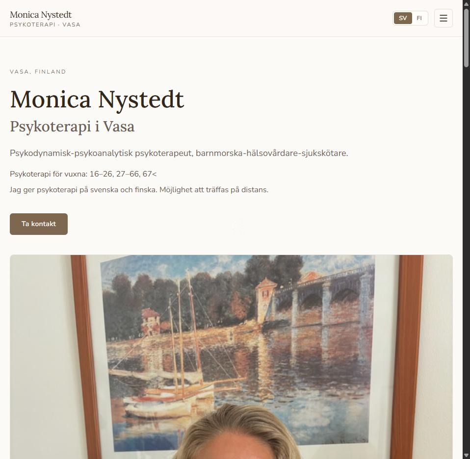 Monica Nystedt: Psykoterapeutti, Vaasa